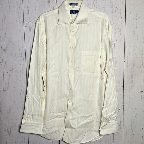 Paul Fredrick Men’s Ivory 16.5 - 36 100c Two Ply Pinpoint Oxford, 100% cotton - Picture 1 of 4